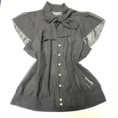 黒いリボン付きボウタイブラウス フェアリーグランジ　地雷系　y2k