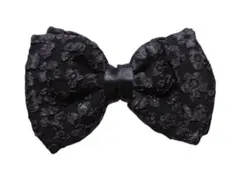 花柄リボンヘアクリップ　ブラック　黒　新品未使用品　ヘアピン　上品　大人かわいい