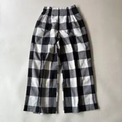 セポ　cepo ワイドパンツ ブロックチェック　ゆったり　イージーパンツM白黒
