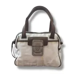 DIESEL ディーゼル ハンドバッグ ミニボストン キャンバス 白