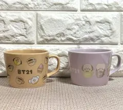 BTS★BT21カフェ★マグカップ★2点セット♪新品♪ BTS BT21 Diner Kuji 2022 Summer Stacking Mug Complete Set of 8