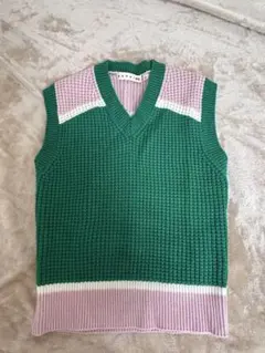 MARNI ユニクロコラボニットベスト Mサイズ 緑 ピンク