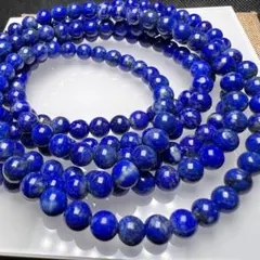 5A 天然 ラピスラズリ 6mm 65cm メンズ3連ブレスレット