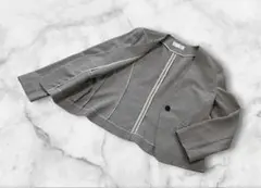 【未使用】index 千鳥格子 背抜き 1ボタン ノーカラー アンコンジャケット