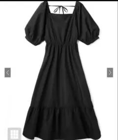 スクエアネックバックリボンティアードワンピース[k8839w] ブラック M