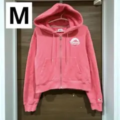 トミー ジーンズ パーカー ピンク M クロップド丈 ロゴ 古着