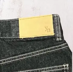 完売類似 Yuna企画系　ワイドデニム ブラック パッチデザイン 韓国風