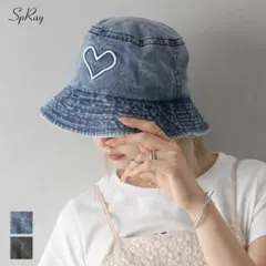 SpRay デニム バケットハット ハート刺繍のサムネイル