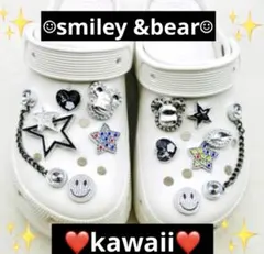 匿名配送　キラキラ　スマイル　ジビッツ　サンダル　クロックス　星　チェーン　クマ