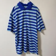 Nike GOLF ストライプ メッシュポロシャツ ブルー サイズXL