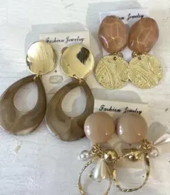 3点セット　609 ハンドメイド　樹脂　金属　ピアス　イヤリング　まとめ売り