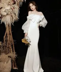 オフショルダー マーメイド ウェディングドレス