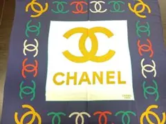 303 CHANEL シャネル シルク スカーフ ネイビー カラフル