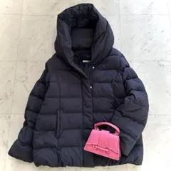 美品　SHIPS シップス 河田フェザー フードショートダウン 40 ネイビー