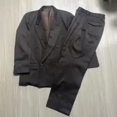 DE-VILLE-UOMO ダークブラウン ストライプ ダブルブレストスーツ
