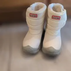 HUNTER キッズUK8ホワイト ファー付きブーツ　一度のみ使用