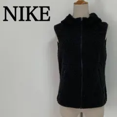 ナイキ　ダークグレー　ボア　フルジップ　　2ポケット　フード付きベスト　Y2K