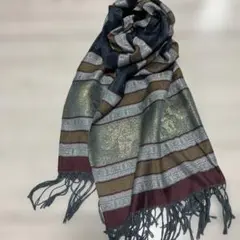 【最終価格】象模様 ネイビー グレー ストール