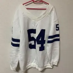 ホワイト Vネック トレーナー 裏起毛