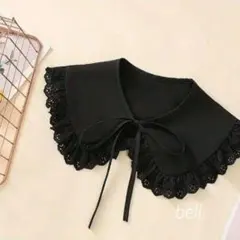 ラスト1点 黒　つけ襟 花柄 フリル　フェイクカラー レース おしゃれ 着回し