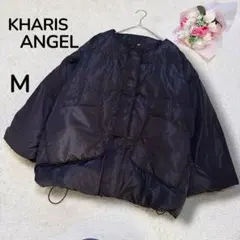 【KHARIS ANGEL】ノーカラー　ダウンジャケット　裾ドローコード　黒　M