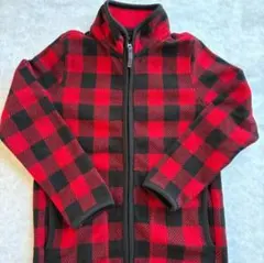 ユニクロ フリースジャケット130 レッド チェック 赤