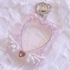 紫 ハートキルティング 天使 魔法少女 パープル トレカキーホルダー レジン