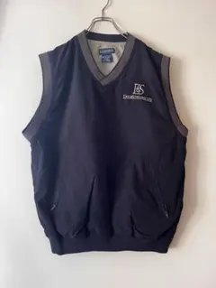 上*野様 No.5952 刺繍ロゴ ナイロンベスト 黒 S