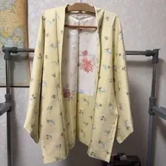 昭和レトロ 羽織 イエロー 花柄