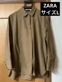 ⭐︎ZARA ブラウン　ウール混合シャツ