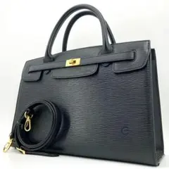 シャルム 2way ショルダーバッグ ハンド 本革 レザー ゴールド金具 黒