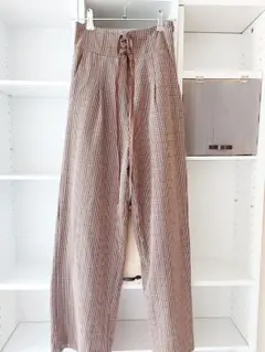 ボトム＊ブラウンチェックハイウエストパンツ