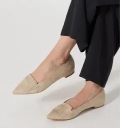 美品✨【UNITED ARROWS】ポインテッド キルト フラットシューズ