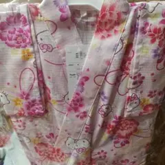 ハローキティフェイス総柄未使用浴衣①サンリオ　2024年もの130cm 花柄のサムネイル