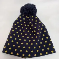 Ladiesゴルフ/callaway/ポンポン付きドット柄ニット帽/美品ネイビー