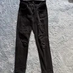 AZUL BY MOUSSY スキニーデニム ダメージ加工 ブラック XSのサムネイル