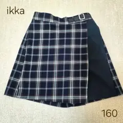 ikka ジュニア　子供　スカート　キュロット　ラップ　チェック　160 女の子