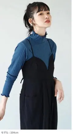 ズーティーデシュセット ハイネック リブ カットソー L 長袖 メロー ブルー