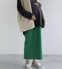 マタニティ　セルフカットリブタイトスカート
