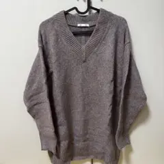 GU メランジVネックセーター　ニット　レディース　M