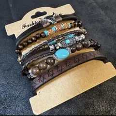 ブレスレット メンズ インディアン　ターコイズ　レザー　アメカジ ナバホ　セット