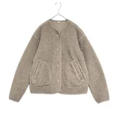 UNIQLO ユニクロ　ボア フリース ノーカラージャケット　ベージュ　M
