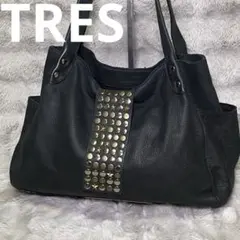【人気】TRES トレ スタッズ トートバッグ 肩掛け可 A4 レザー 黒 本革のサムネイル
