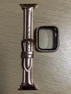Apple Watchバンドゴールド38-42 ラインストーンカバー41専用
