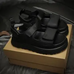 UGG 厚底サンダル マジックテープ レディース ブラック 22cm