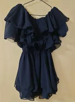 sneep dip オフショルダー シフォン 黒 ミニワンピースのサムネイル