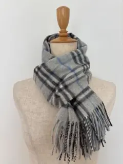 【美品】BURBERRY グレー チェック マフラー
