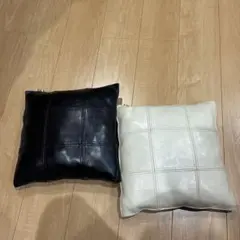 휴고 가가 가죽 쿠션, 2개 세트, 블랙, 베이지