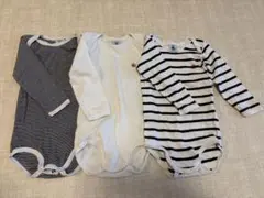 プチバトー　長袖ボディスーツ 3点セット