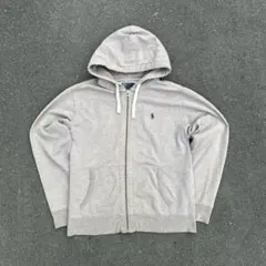 【希少】90s RALPH LAUREN ジップパーカー グレー M サーマル